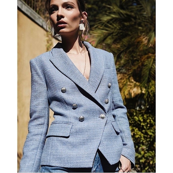 NWT L'AGENCE Kenzie Basket Weave Tweed Double Breasted Classic Academia Blazer 2 - Picture 1 of 11